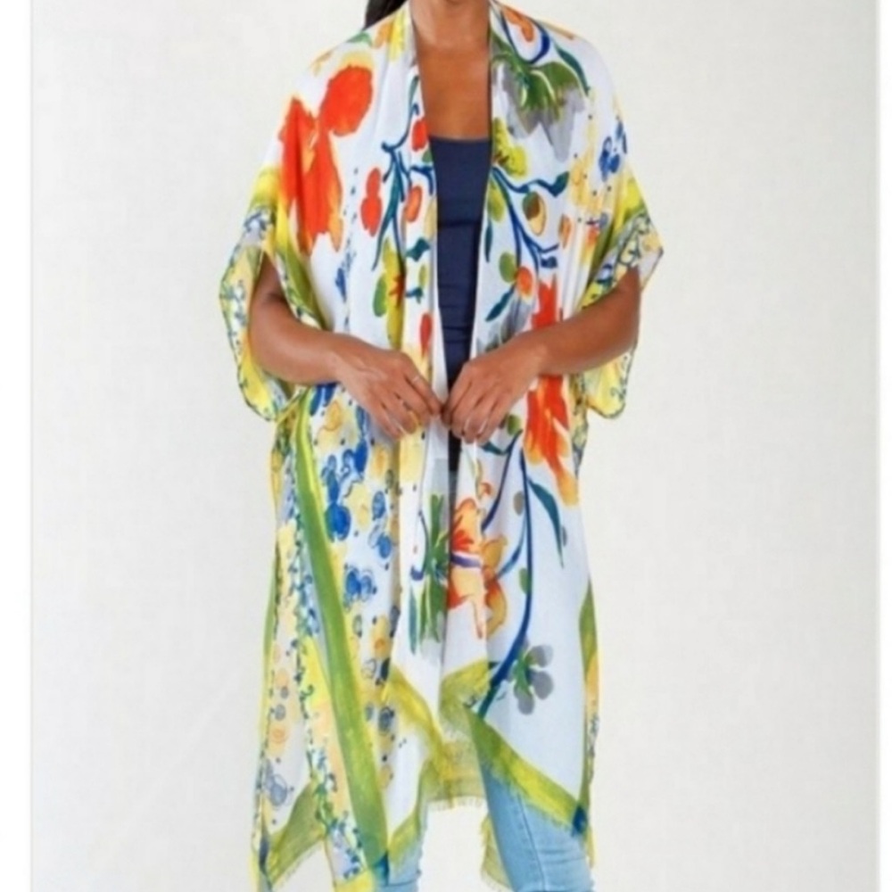 PAPARAZZI BY BIZ Floral Kimono Coverup Wrap ~ NWT